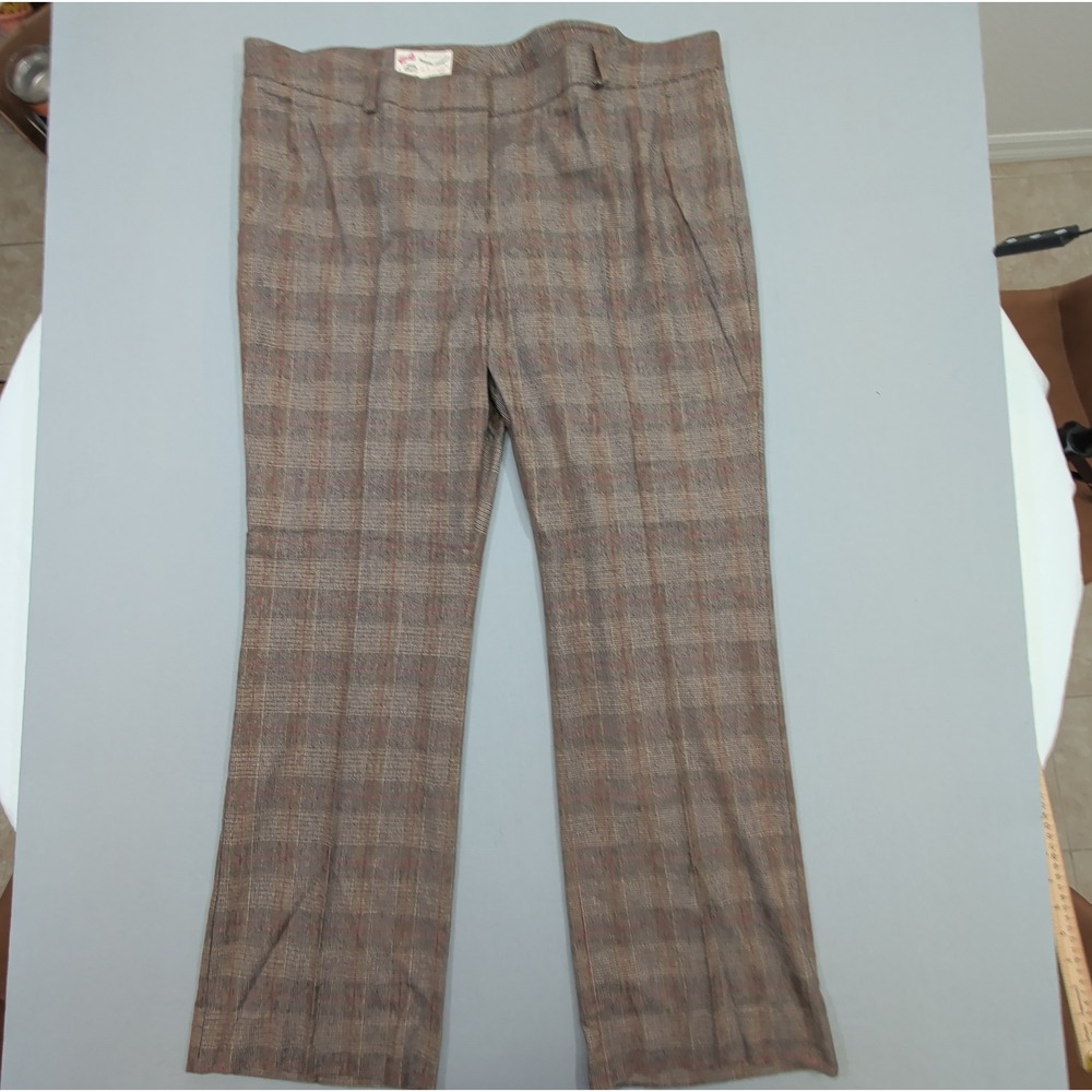 Maison Common Womens Plaid Wool Pants 46 US 10 12 Brown Trousers - Picture 9 of 12